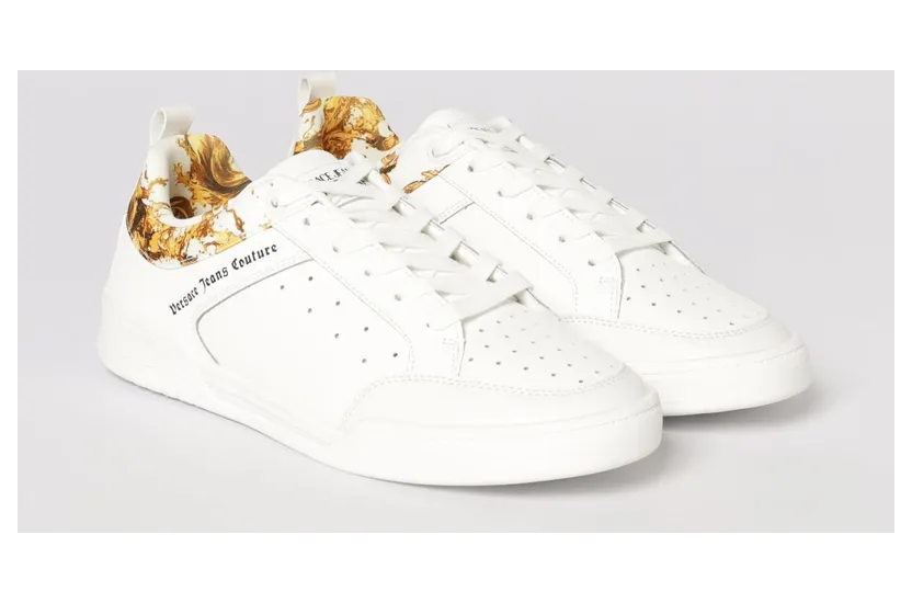 Versace Leather Sneakers with Baroque Print White (80YA3SD6ZPB85G03)
