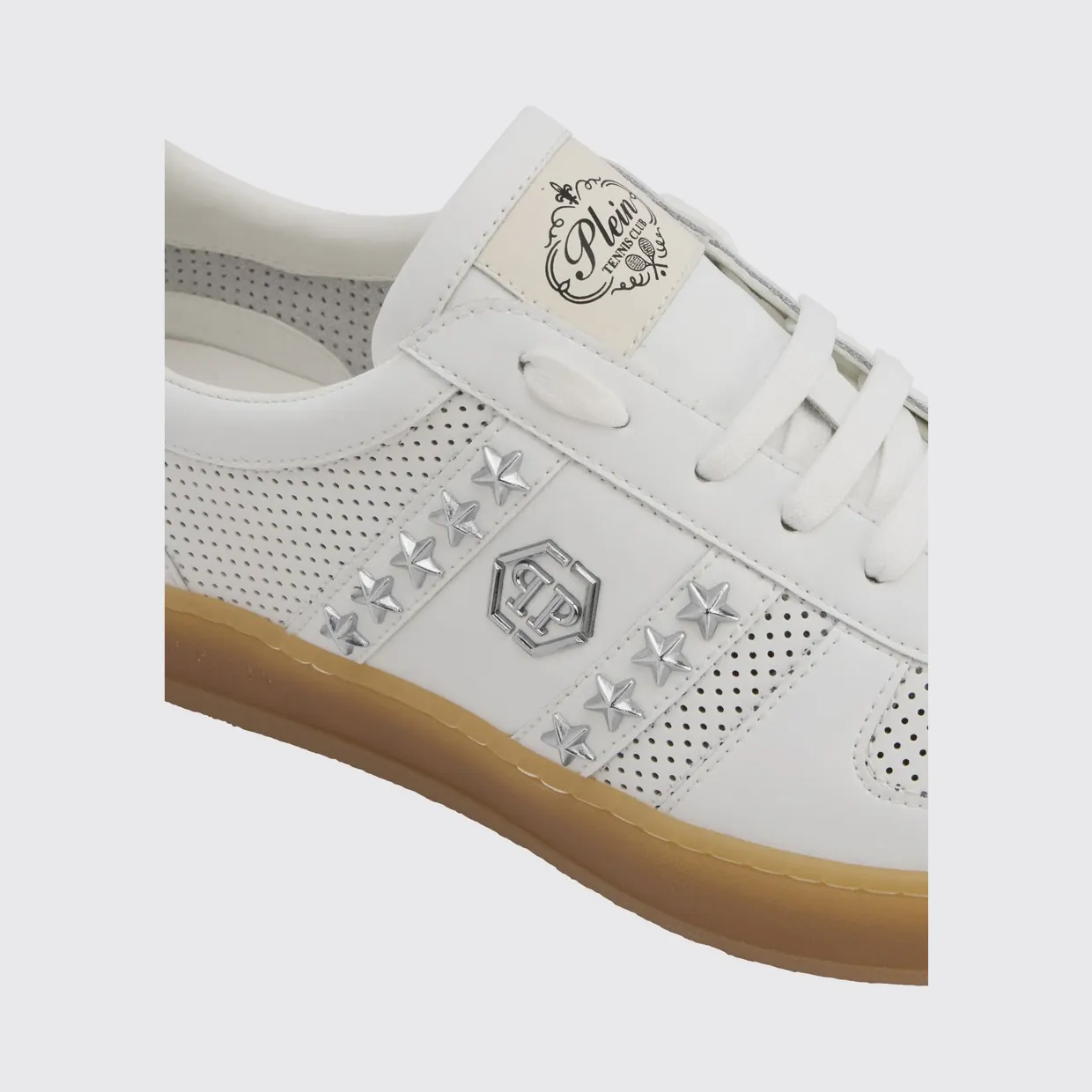 Philipp plein Retro Rebel Perforated Leather Sneakers with Applied Stars White (PAFSUSC0947PLE005N01) (3)