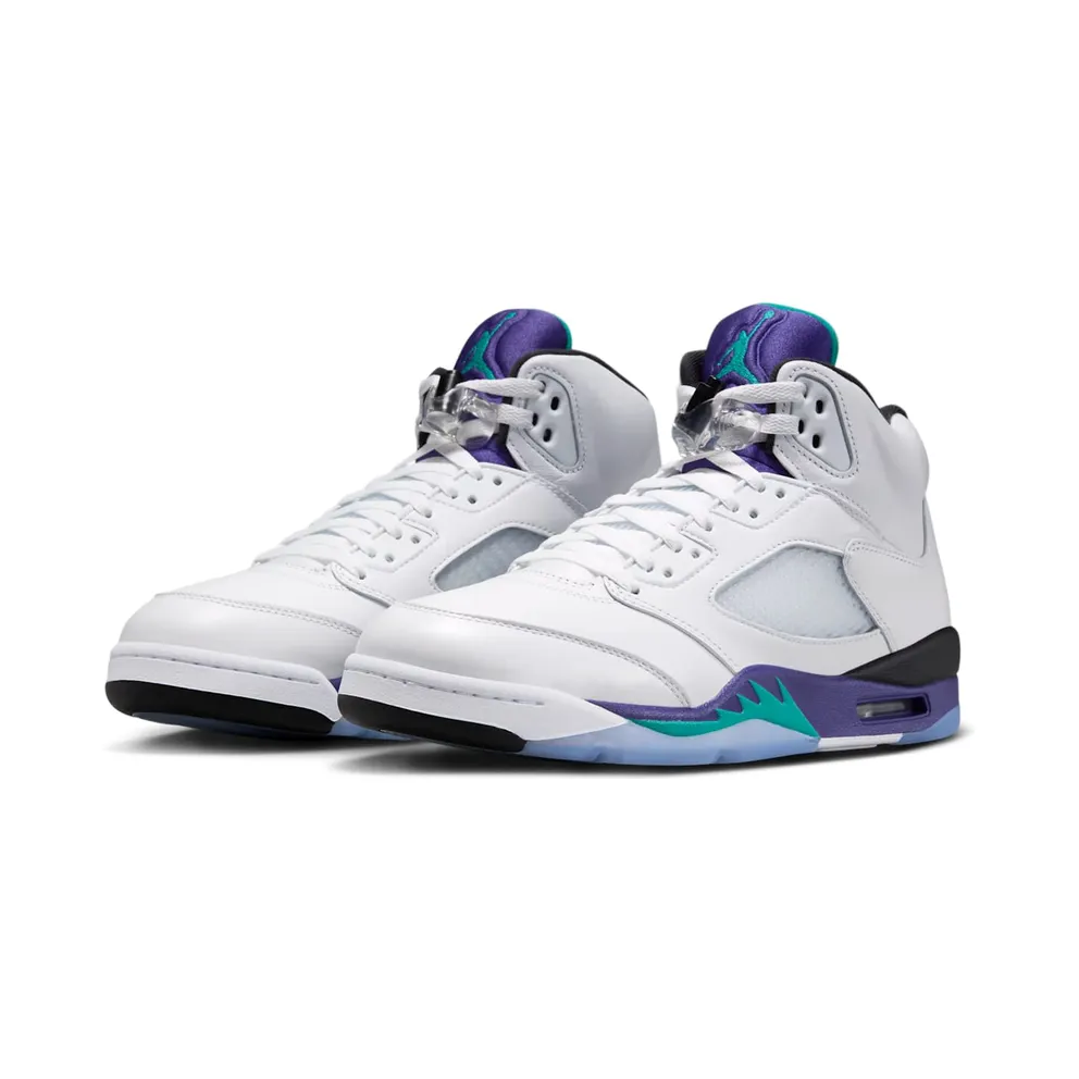 Jordan Air 5, White HQ7978-100 – “White / Grape Ice-new Emerald”