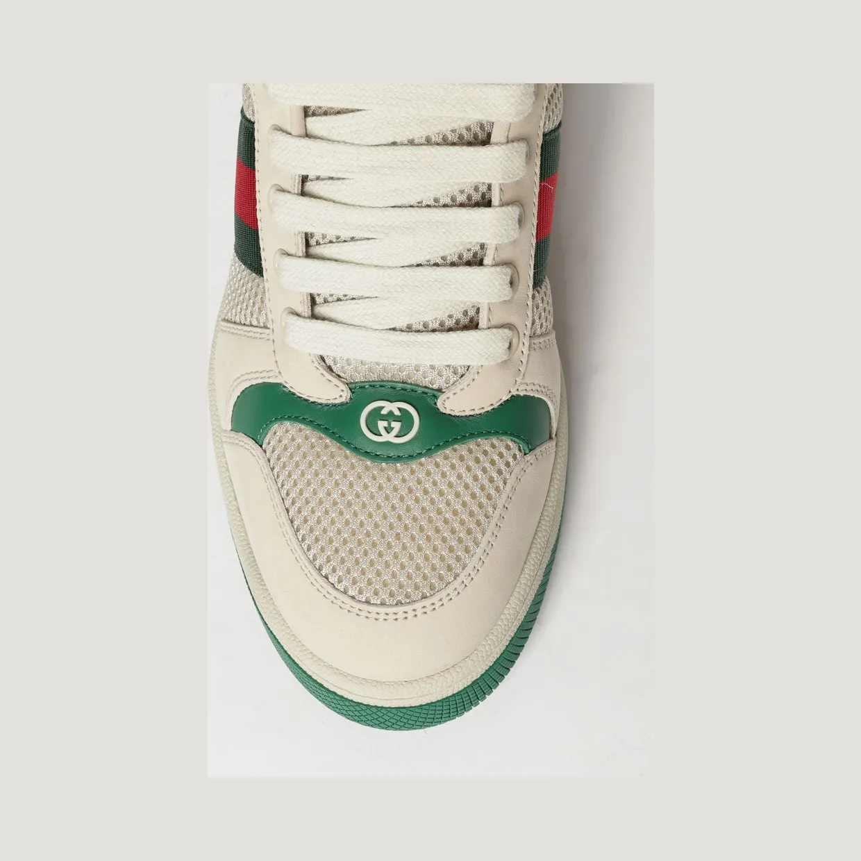 Gucci Screener Low-Top Leather and Mesh Sneakers with Web Stripe Ivory (A000N1FAGAT9545) (3)