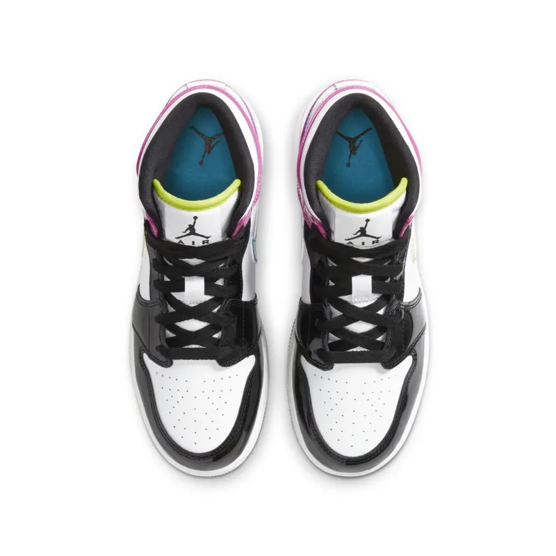 Jordan 1 Mid White Black Cyber Pink (GS) White/Cyber-Active Fuchsia-Black (CZ9835-100)