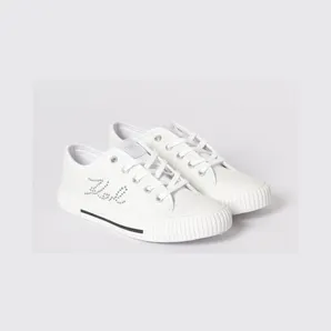 Karl Lagerfeld Canvas Sneakers with Rhinestone Logo White (Z3116810P)