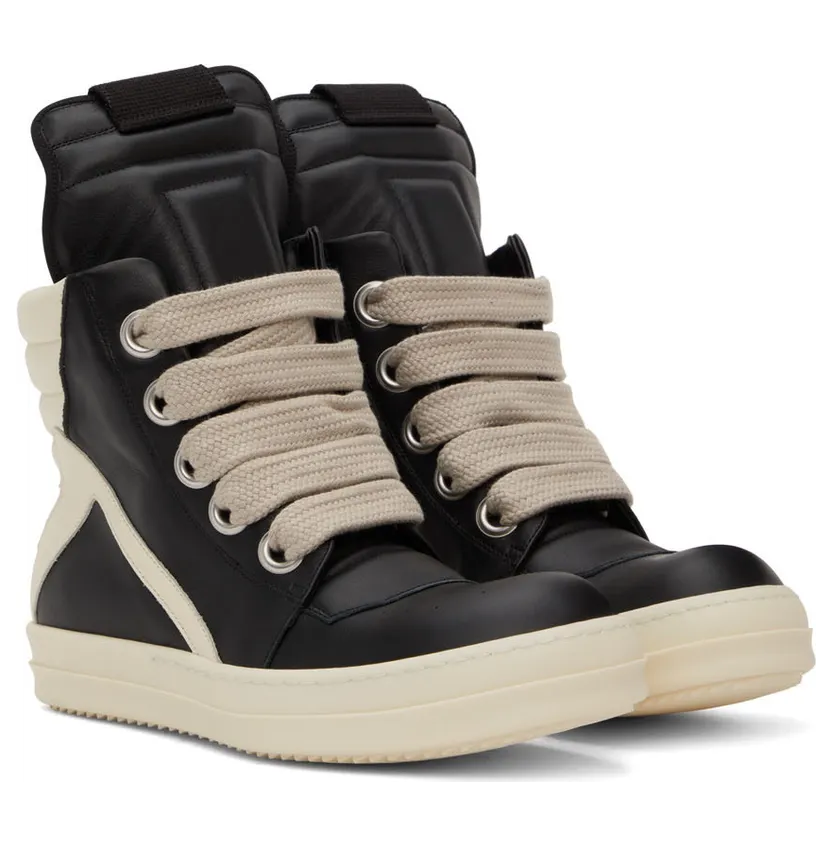 Rick Owens Black Jumbo Laces Geobasket Sneakers (RU02B2894 LPOW1) (4)