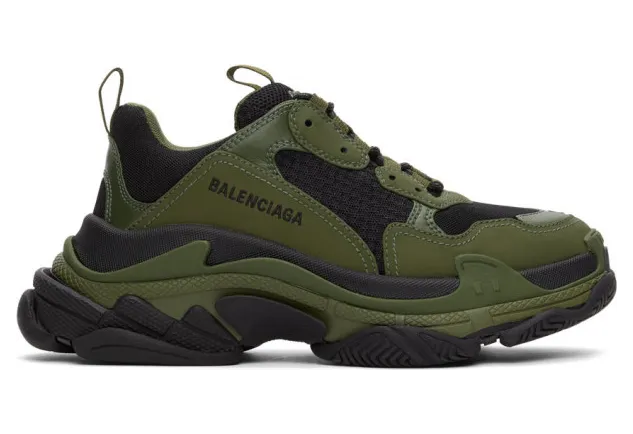 Balenciaga Black and Khaki Triple S Sneakers (536737 W2CA1)