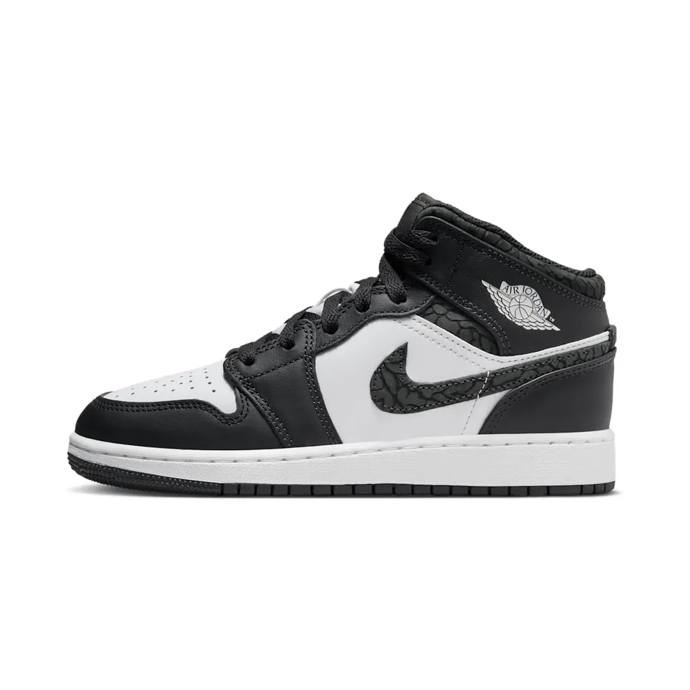 Nike Air Jordan 1 Mid SE Elephant Print Black (GS) (FB9909-001)