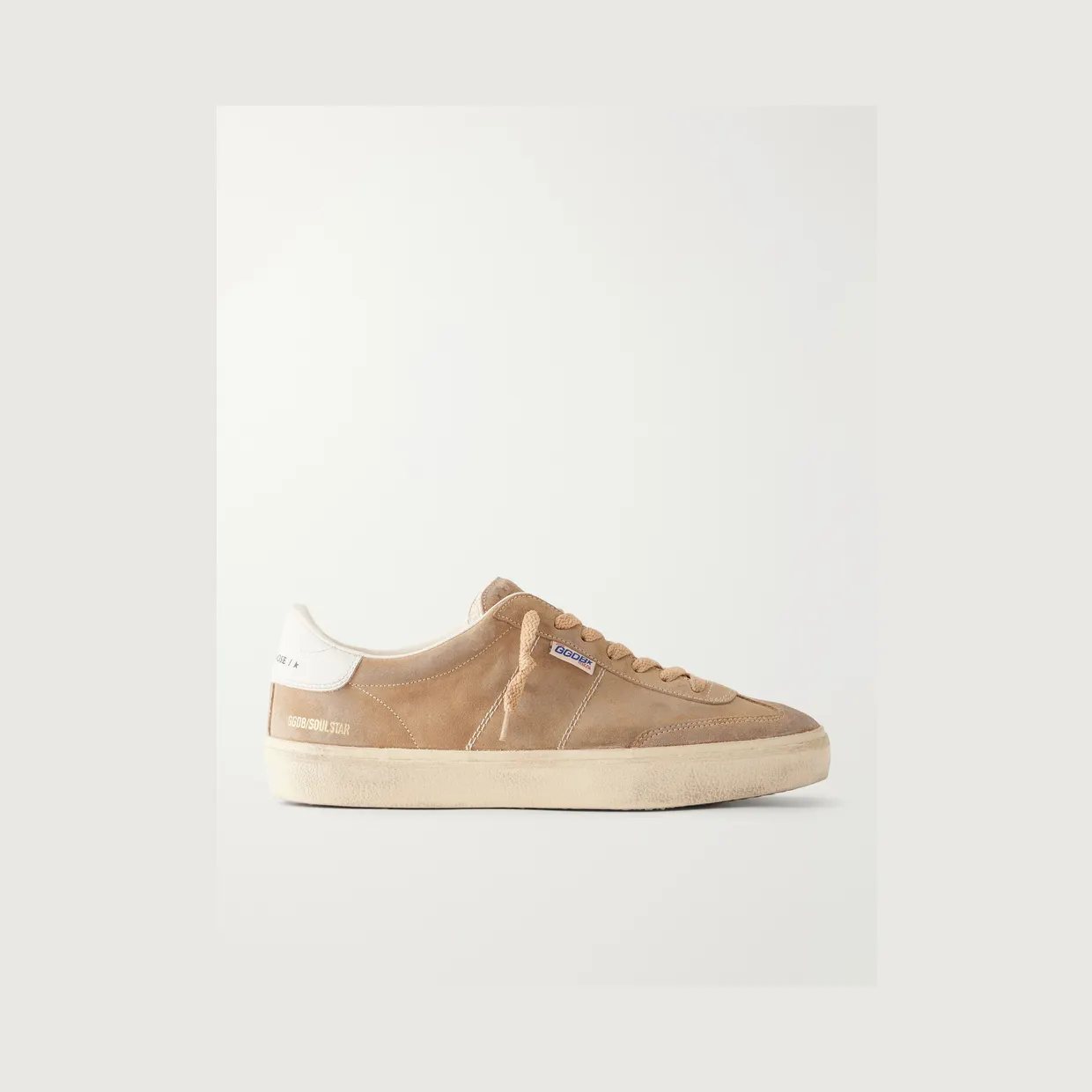 Golden Goose Soul Star Leather-Trimmed Suede Sneakers Tan (GMF00464.F008347)