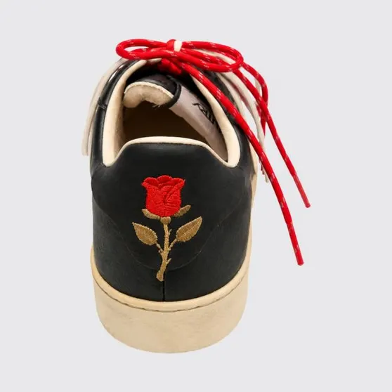 Autry Dallas Vintage Leather Sneakers with Embroidery and a Worn-Out Effect Black (DVLMOJ01)