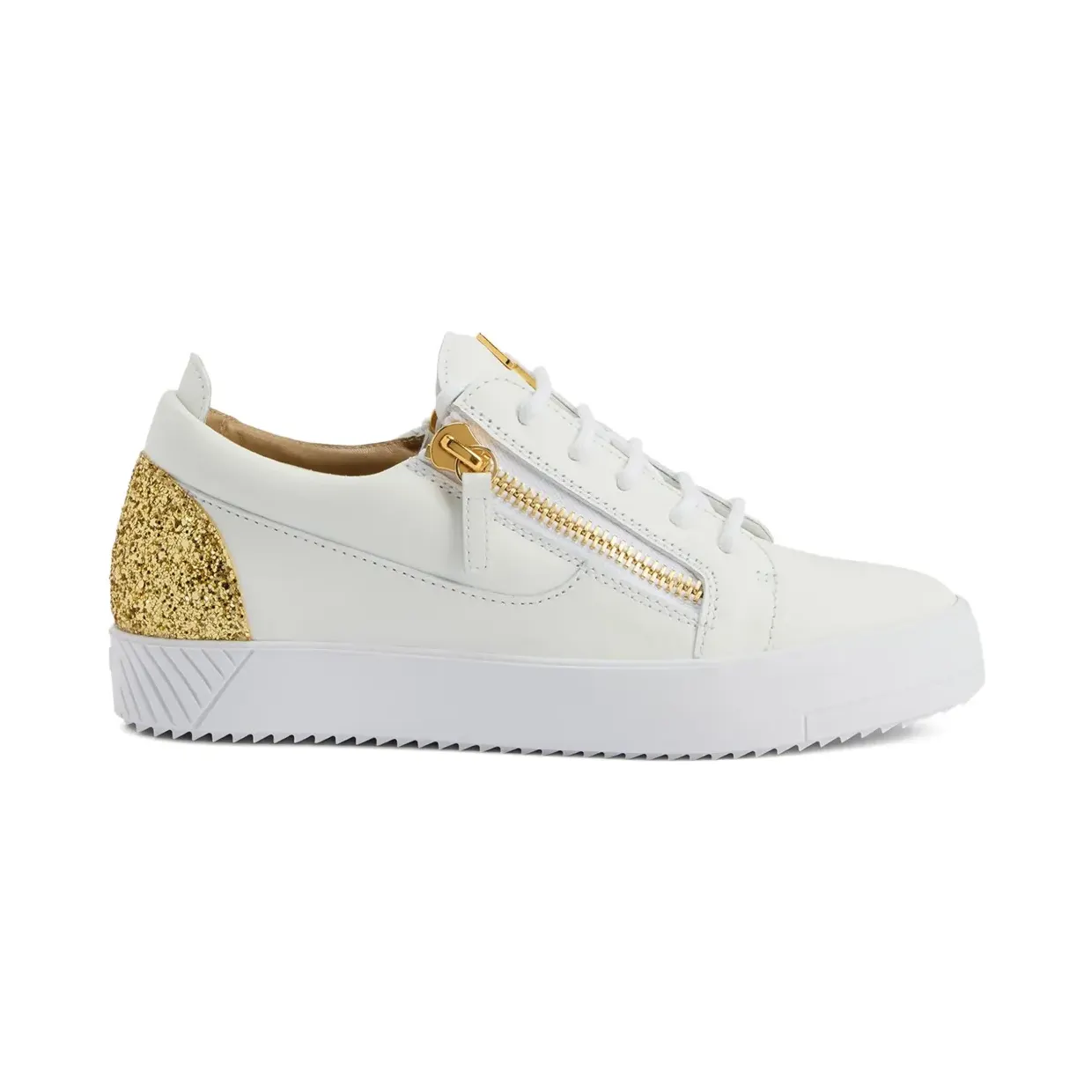 Giuseppe Zanotti Gail met glittervlak en rits “White” (RW50018H03)