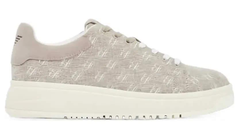 Emporio Armani Low-top sneakers met logo-print – Beige (EW003997AF23350)