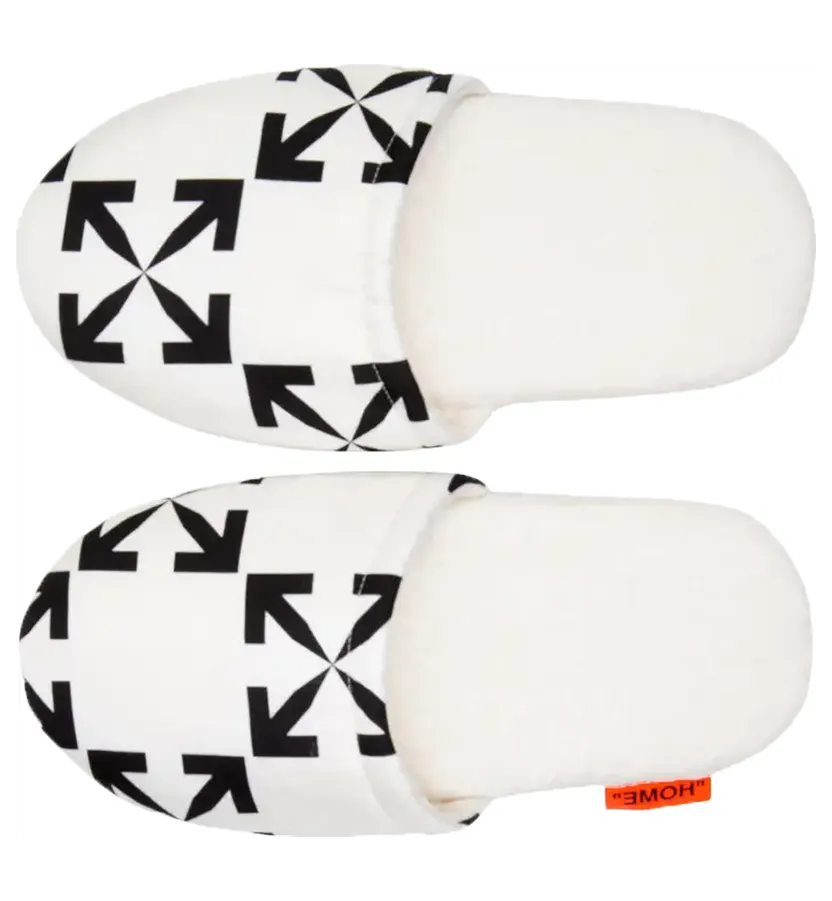 Off-White Arrow Pattern Slippers White Black (2020) (OHZS006G20FAB0010110)