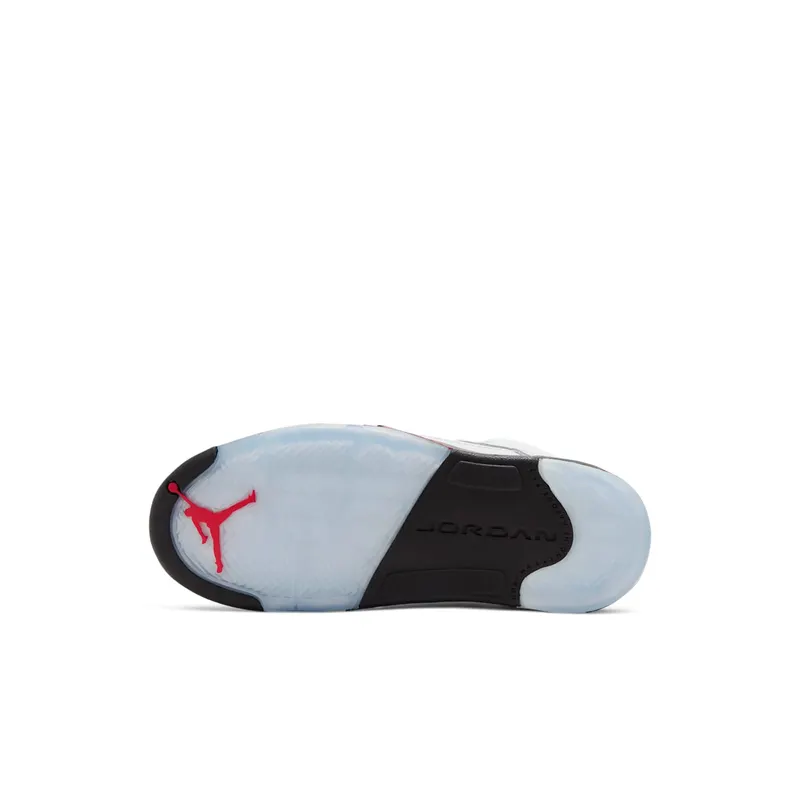 Jordan 5 Retro Fire Red Silver Tongue 2020 (PS) White/Black-Metallic Silver-Fire Red (440889-102)