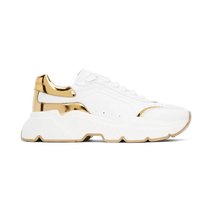 Dolce & Gabbana White & Gold Daymaster Low Sneakers (CS1791 AX588)