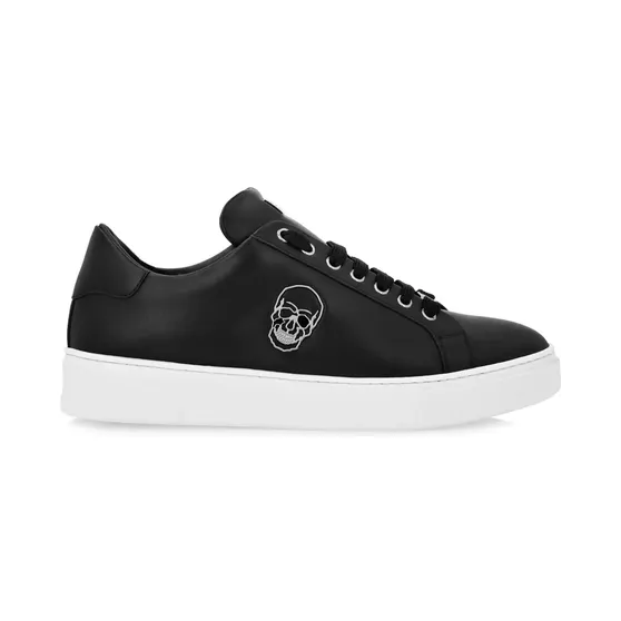 Philipp Plein Leren met doodskop-applicatie “Black” (LADSUSC0789PLE005N)