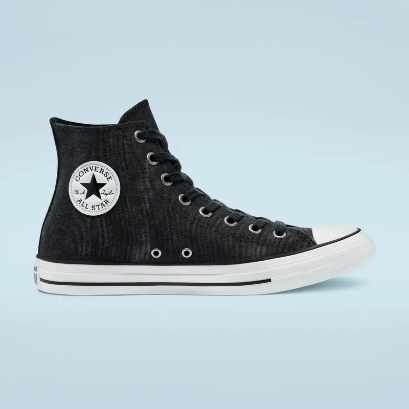 Converse Washed Canvas Chuck Taylor All Star High Top Black/black/egret (171062C)
