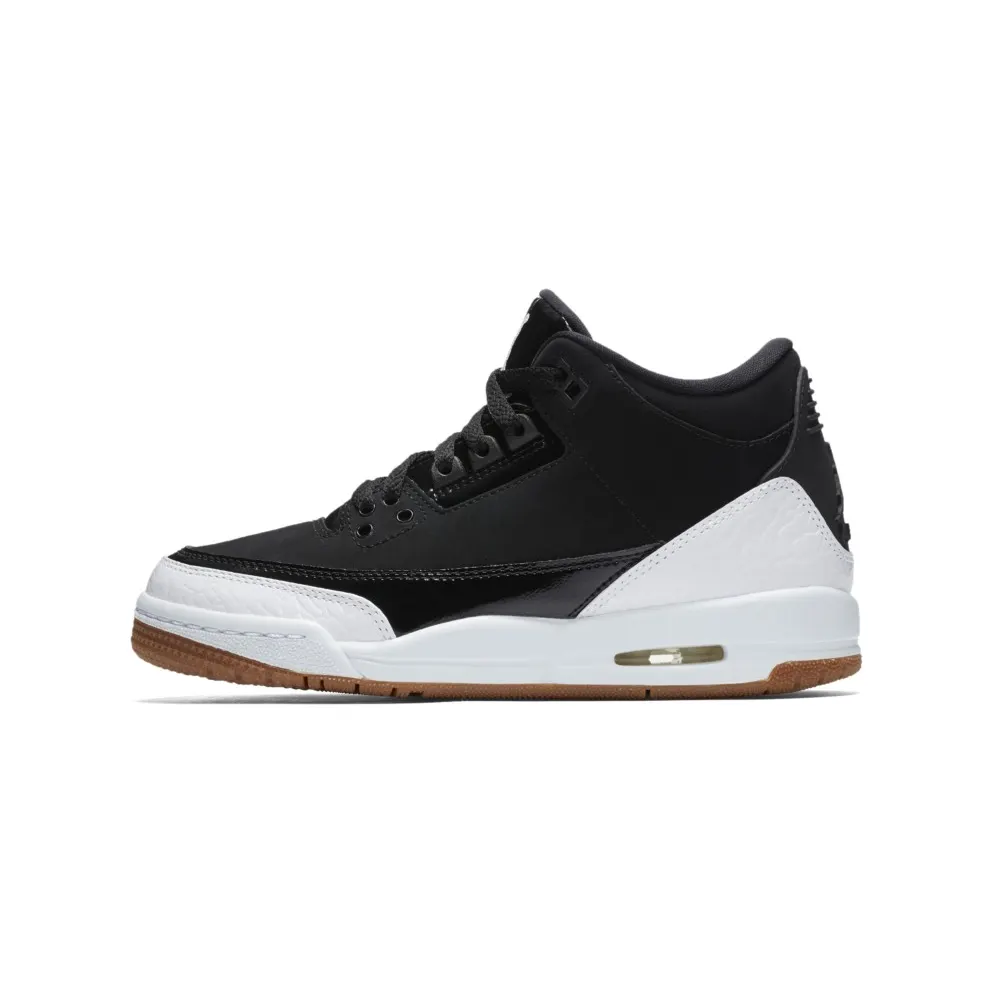 Jordan 3 Retro Black White Gum (GS) Black/White-Gum Medium Brown (441140-022)