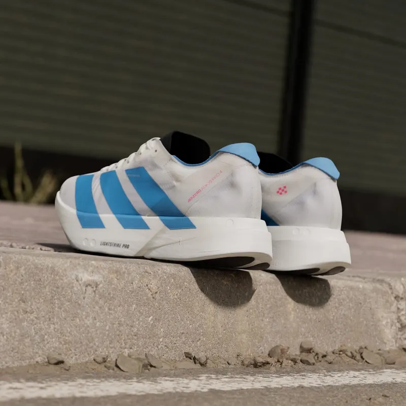 Adidas ADIZERO ADIOS PRO 4 Running Shoes Off White / Light Blue / Bright Red (KH7343)