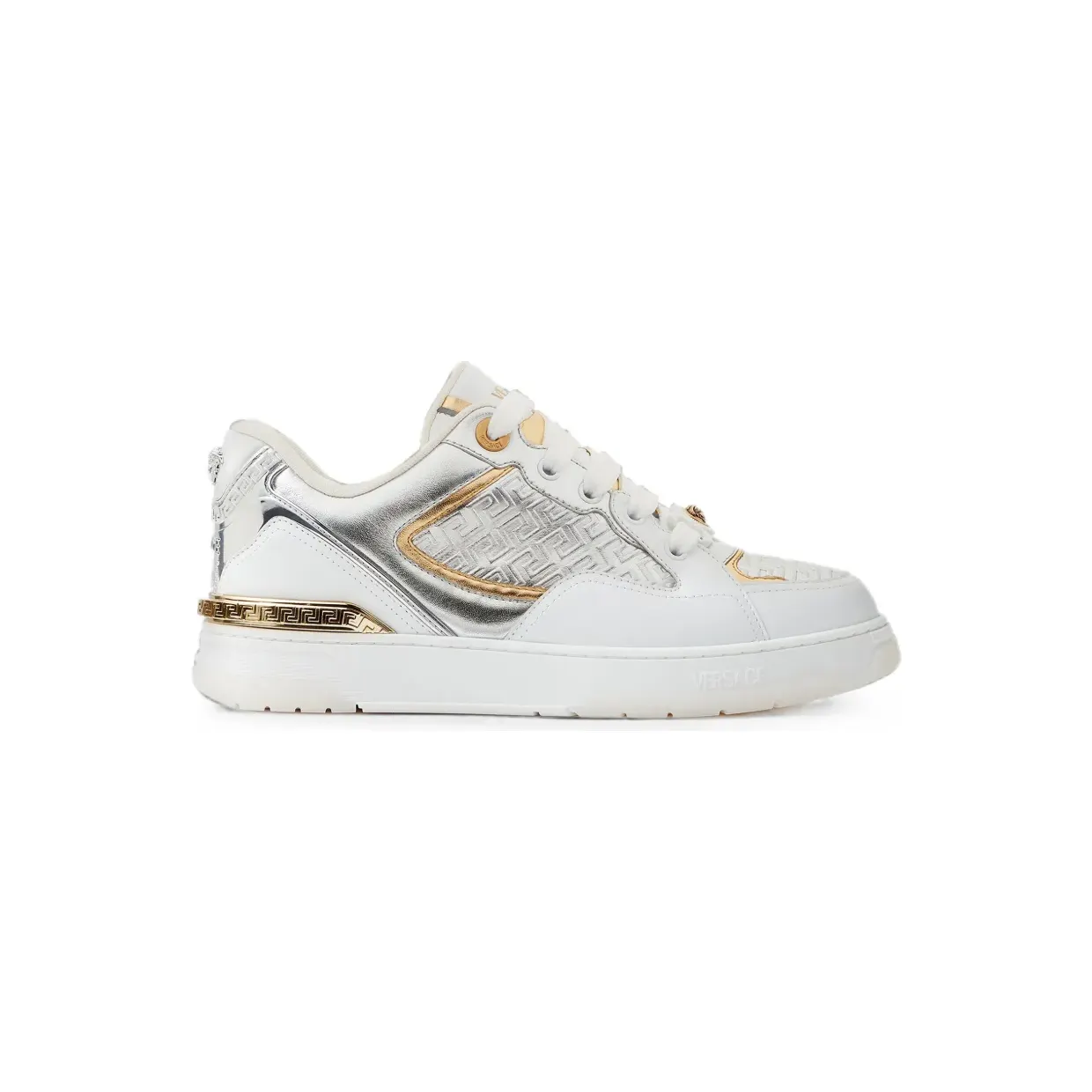Versace Biggie Basket leather & metallic-nappa “White” (10256551A19158)