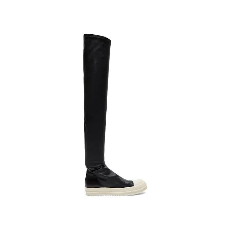Rick Owens Stivali Pelle High Stocking Sneaks Black Milk (RP02E4893 LS 911)