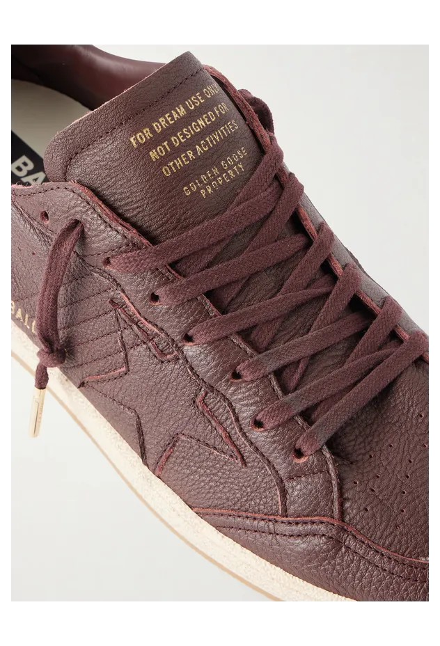 Golden Goose Ball Star Distressed Leather Sneakers Burgundy (GMF00117.F008888) (5)