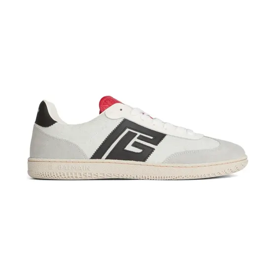 Balmain Swan aus Wildleder und Glattleder “White” (HM1VI360LHCA)