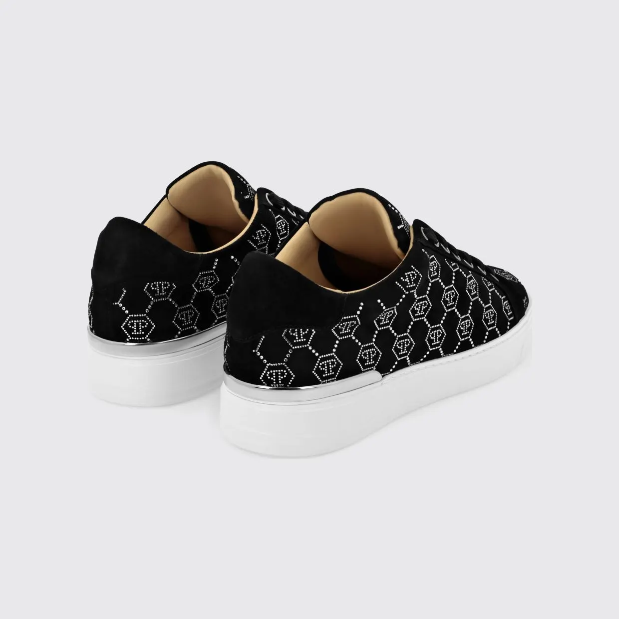 Philipp plein Suede Sneakers with Rhinestone Hexagon Black (AADSMSC4000PLE075N02) (2)
