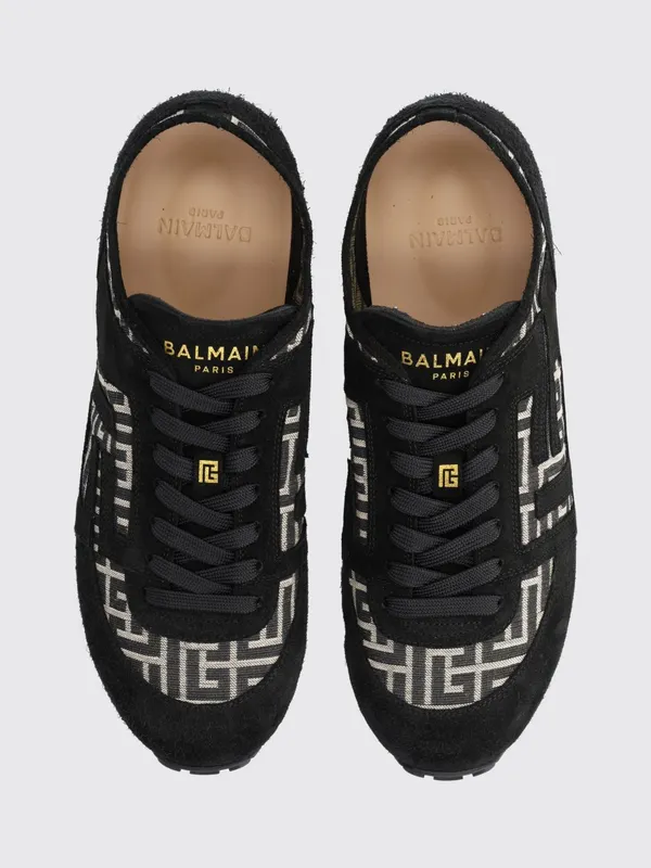 Balmain PB Monogram Leather and Suede Low-Top Black (GM1VI408THCJGFE)