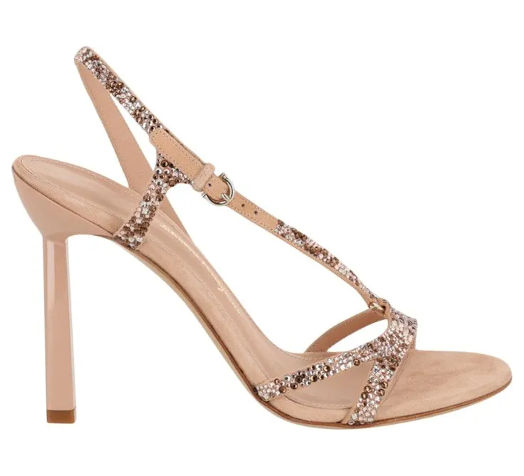 Ferragamo Jole X5 Crystal Embellished Heels Beige Khaki (01E584-758578-1C)