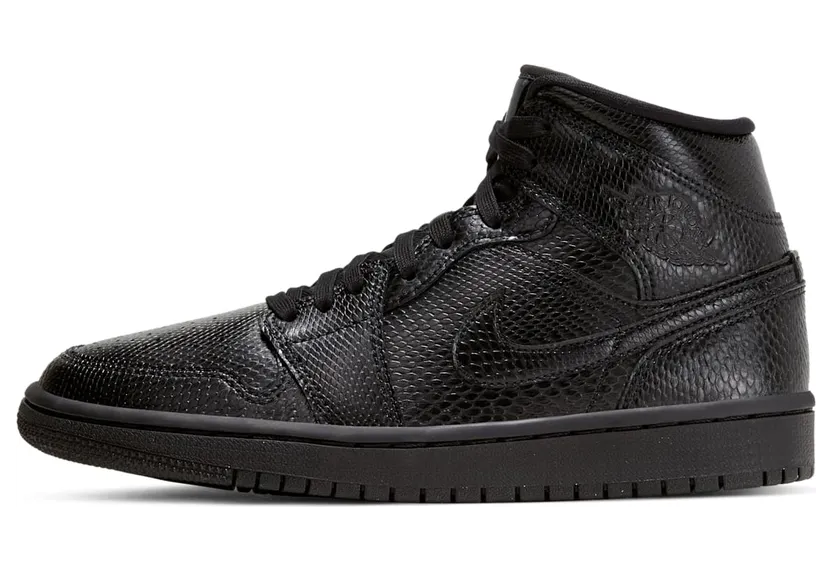 Air Jordan 1 Mid Black Snakeskin “Black / White” (BQ6472-010)