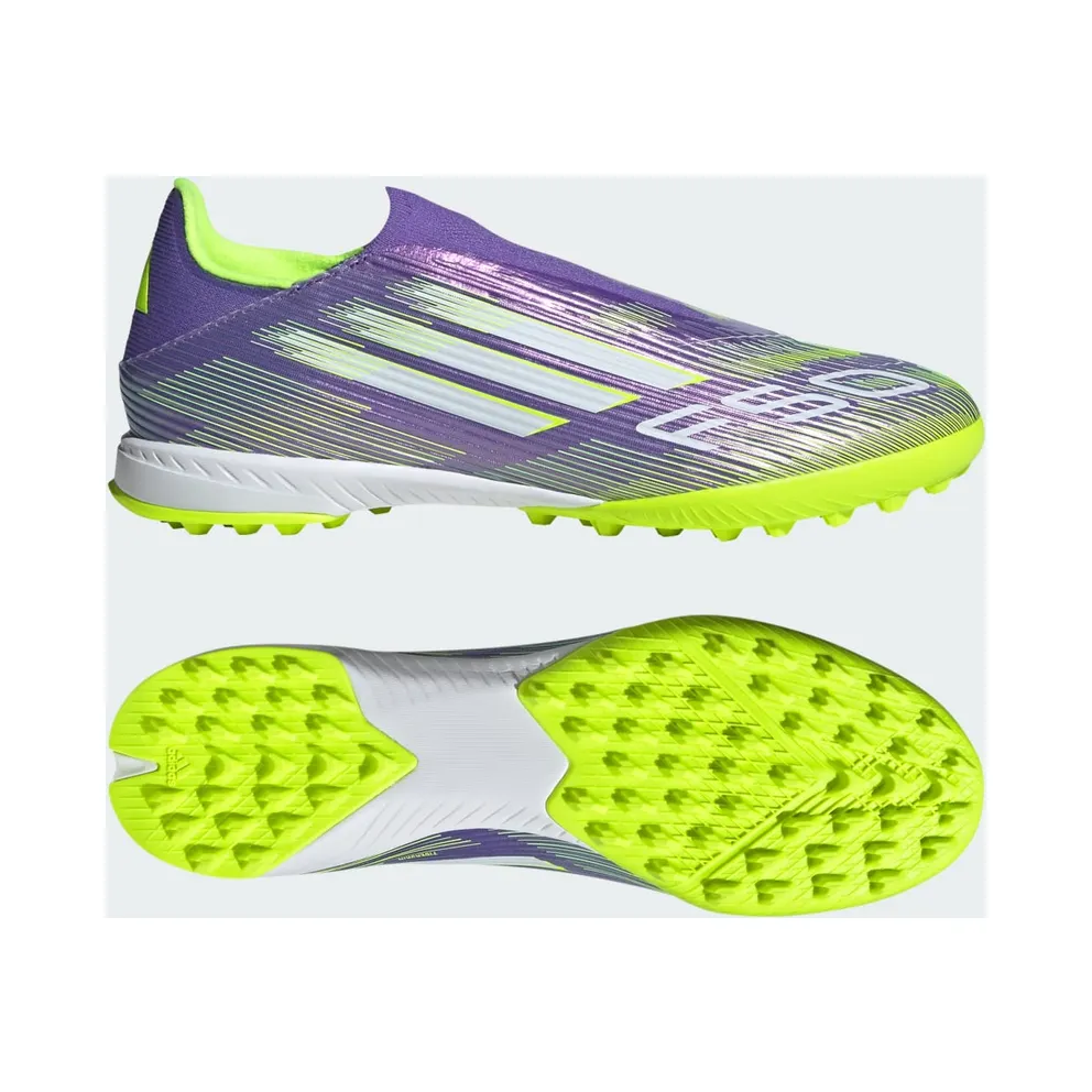 adidas F50 League Laceless TF Purple Rush Cloud White Lucid Lemon (JH7727)