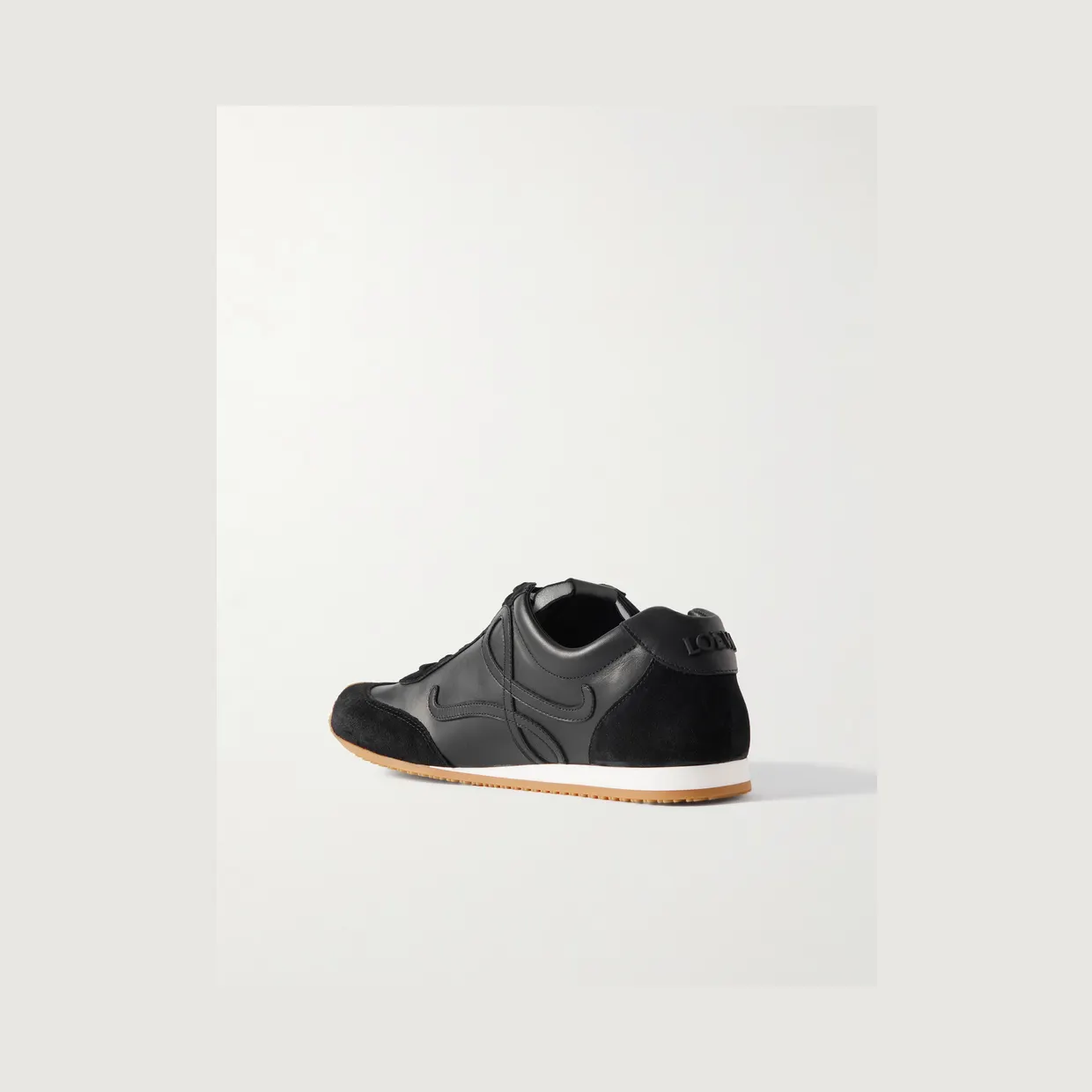 Loewe Ballet Runner 2.0 Suede-Trimmed Leather Sneakers Black (M816282XAR) (4)