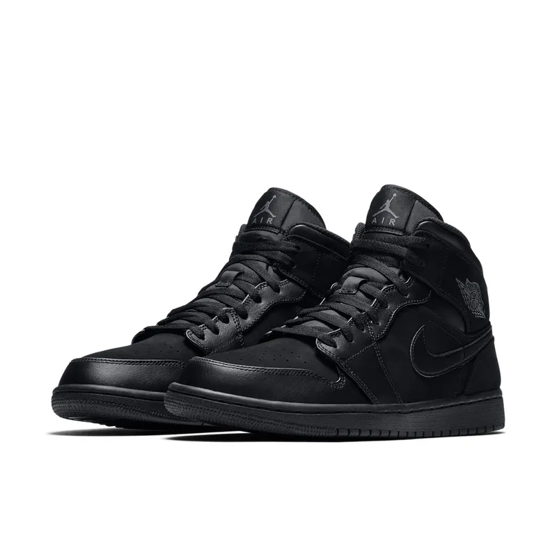 Jordan 1 Mid Triple Black (2018) Black/Dark Grey-Black (554724-050)