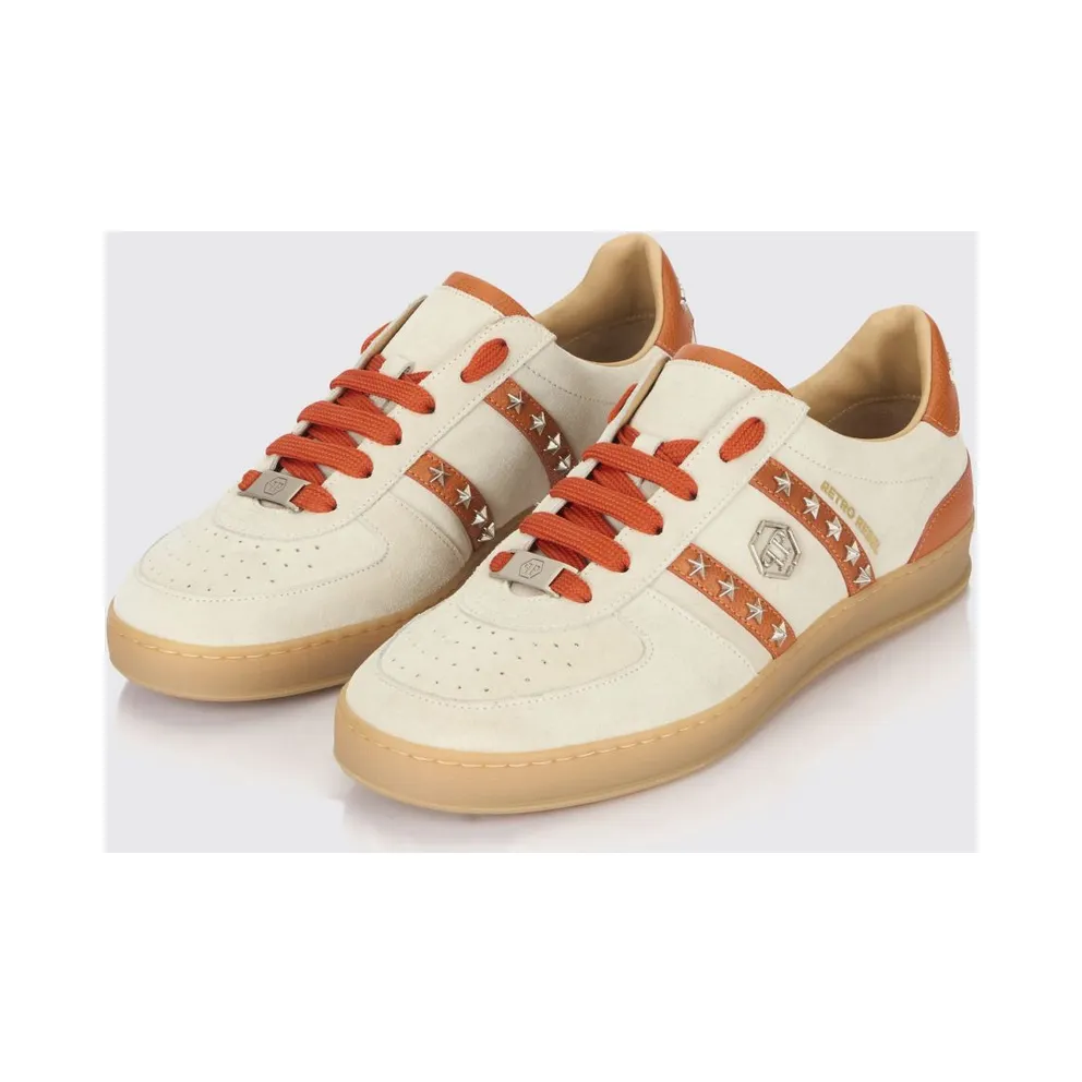 Philipp plein Retro Rebel Suede Sneakers with Applied Stars Beige (SAFSUSC0911PLE009N06)