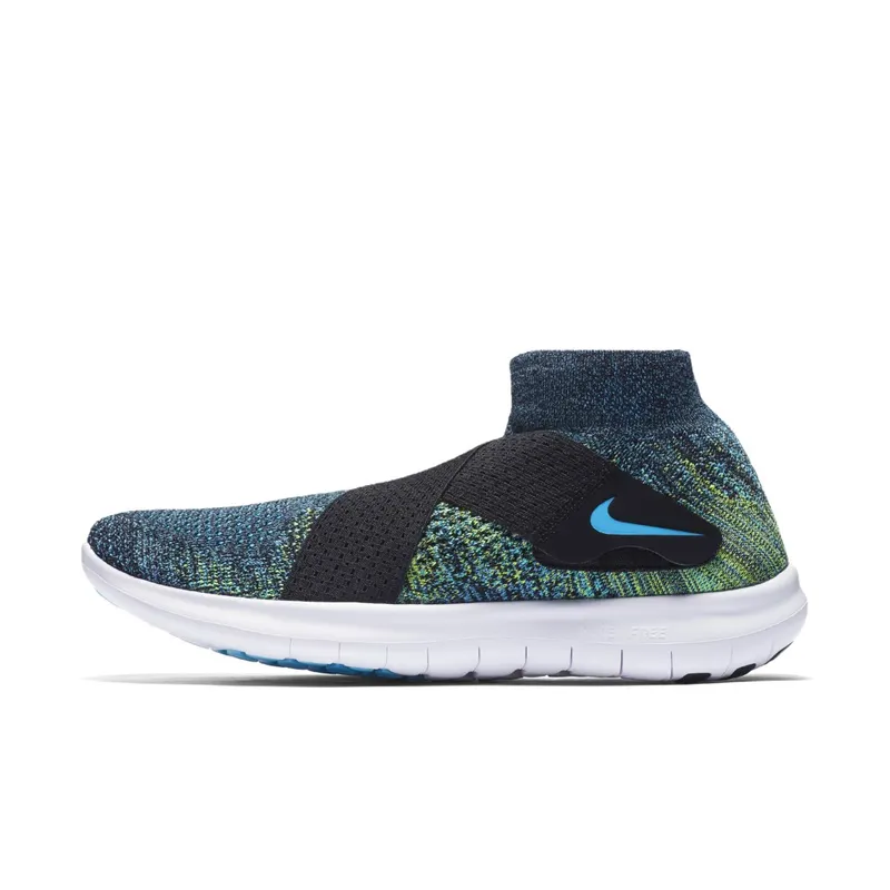 Nike Free RN Motion Flyknit 2017 Multi-Color Black/Chlorine Blue-Volt-White (880845-004)