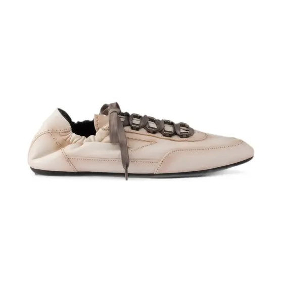 Prada Collaps nappa leren sneakers met haken – Beige (2EE490FG0002HKD)