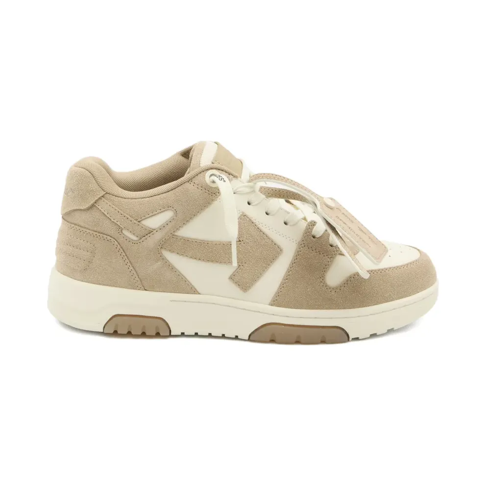 OFF-WHITE Out Of Office OOO Low Tops Beige Natural Suede (OMIA189F25LEA0046160)