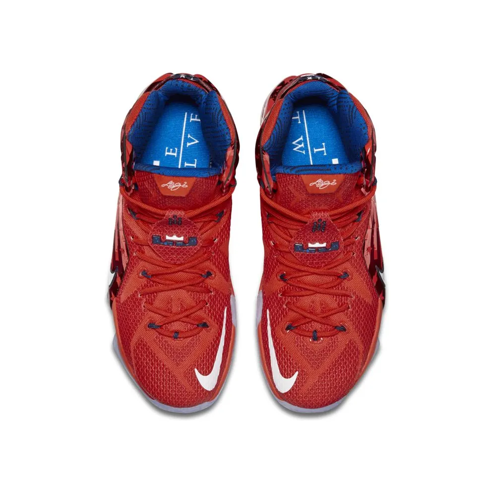Nike LeBron 12 Independence Day University Red/White-Gym Red-Obsidian (684593-616)