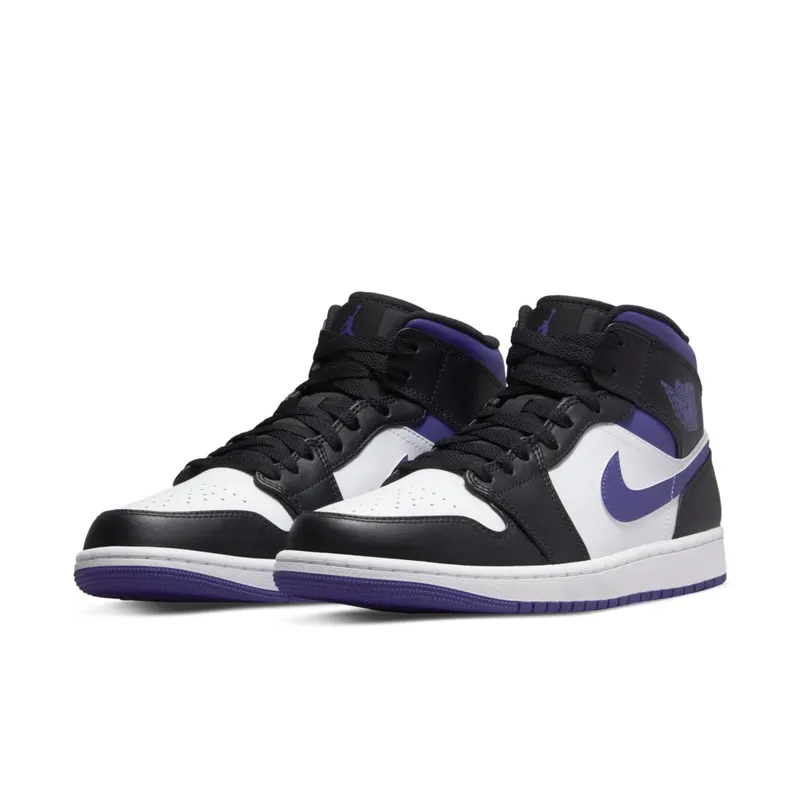 Jordan 1 Mid White Black Purple (554724-095)