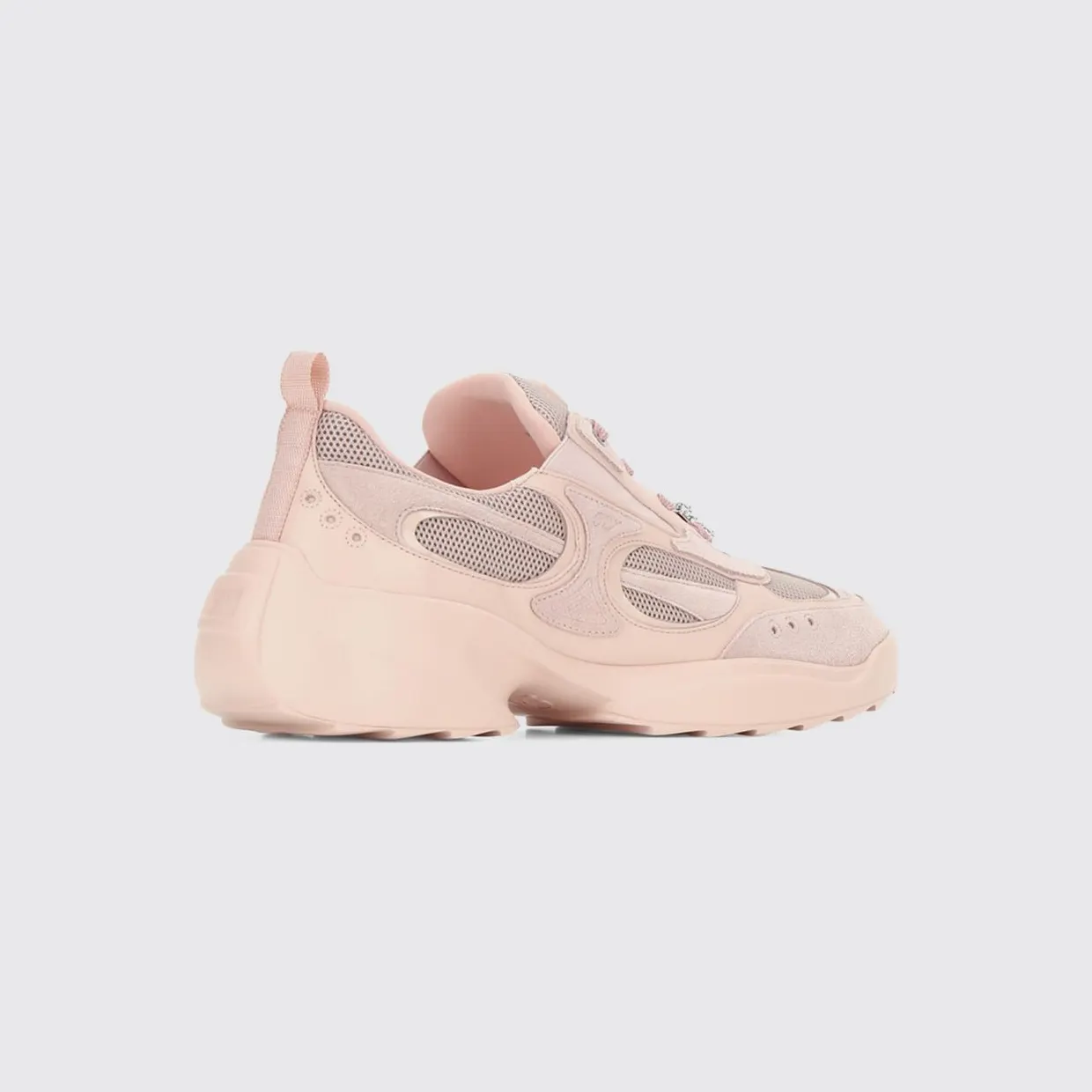 Roger Vivier Viv’ On The Run Leather and Mesh Sneakers with Chunky Sole Pink (RVW75645570VN81VD1) (2)
