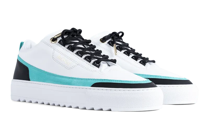 Mason Garments Firenze Leather/Suede – White/Turquoise (SS20-8C)