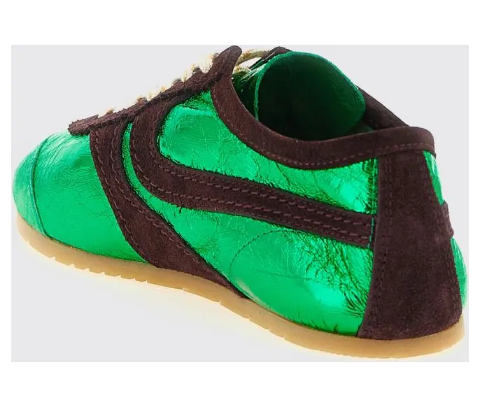 Dries Van Noten Laminated Leather Sneakers Green (2610117220207608) (2)