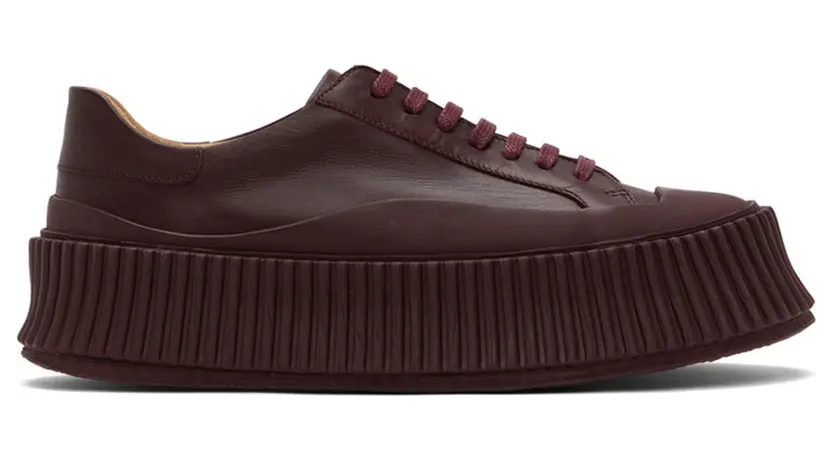Jil Sander Brown Leather Platform Sneakers (JS32108A_15212)