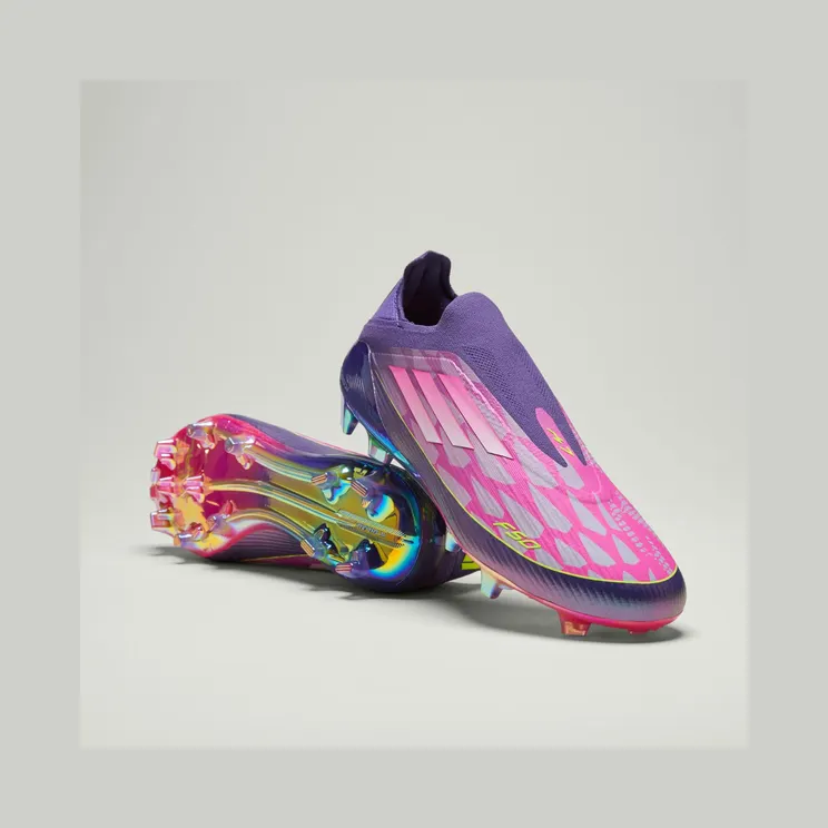 adidas F50 Elite Lamine Yamal Laceless Firm Ground Boots “Purple / Cloud White / Lucid Lemon” (JS0560)