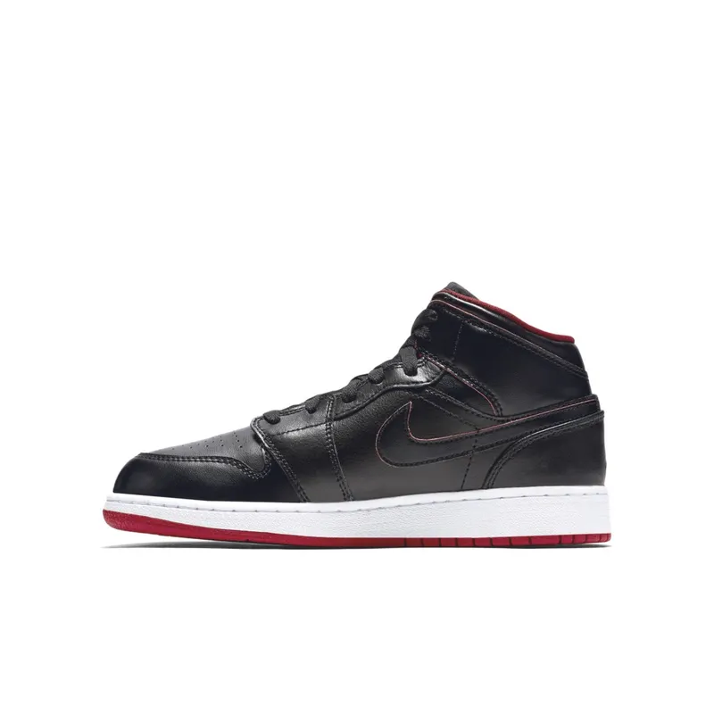 Jordan 1 Mid Lance Mountain Bred (GS) Black/White-Gym Red-Black (554725-028)