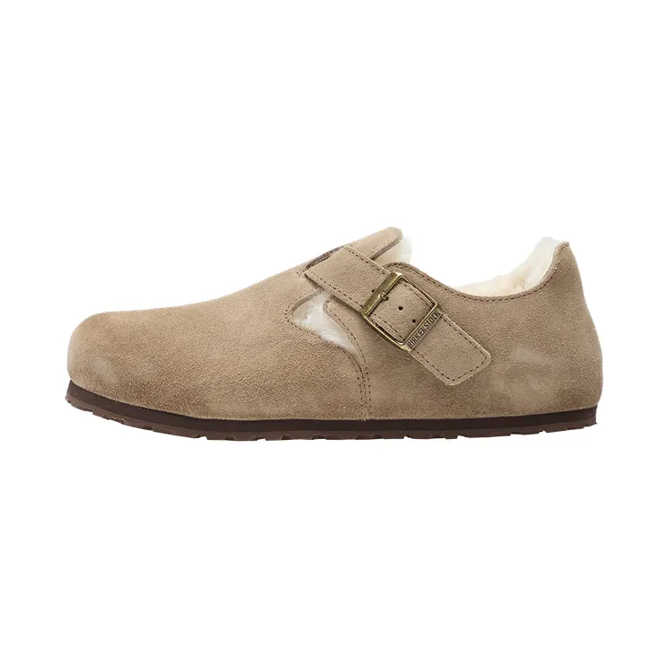 Birkenstock London Shearling Suede Leather “Taupe – Narrow Fit” (1028470)