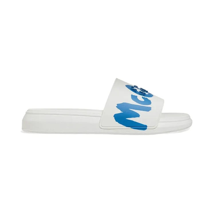 Alexander McQueen Grafitti Logo Slide White Lake Blue (682490 W4QS3 9449)