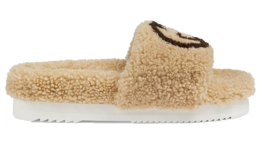 Gucci Slide Interlocking G Wool Light Brown (W) (646225 D0L00 9547)