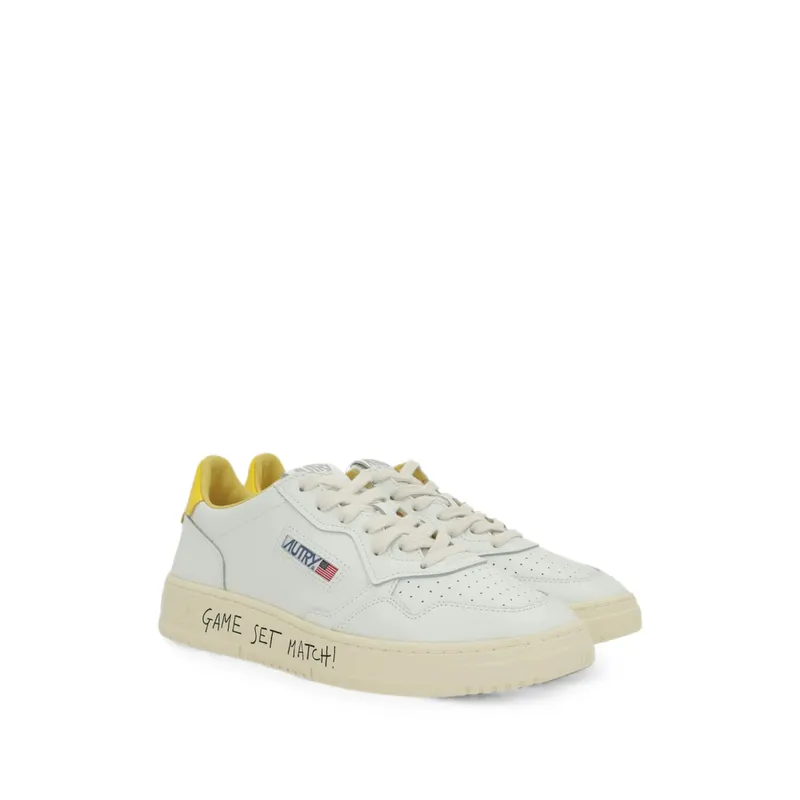 Autry Medalist Perforated Leather “White/Yellow” (AULM ML07)