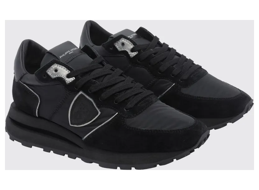 Philippe Model Tropez Haute Suede Low-Top Sneakers with Serrated Sole Black 1 (TKLUN001)