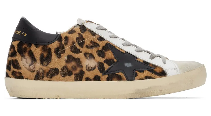 Golden Goose White & Brown Pony Hair Super-Star Classic Sneakers (GWF00101.F000565.80189)