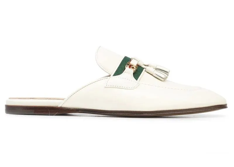 Gucci Paride GG Web Tassel Mule Dusty White (655580 1W610 9121)